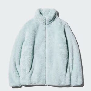 Uniqlo light blue fluff yarn fleece full zip jacket NWT